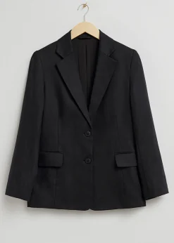 Avslappet Single Breasted Linen Blazer