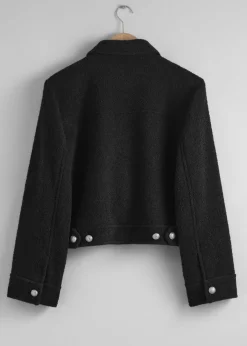 Boucle-Jakke Med Knapp