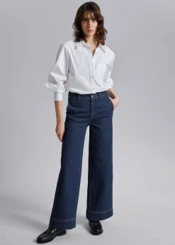Brede Jeans Med Hoy Midje
