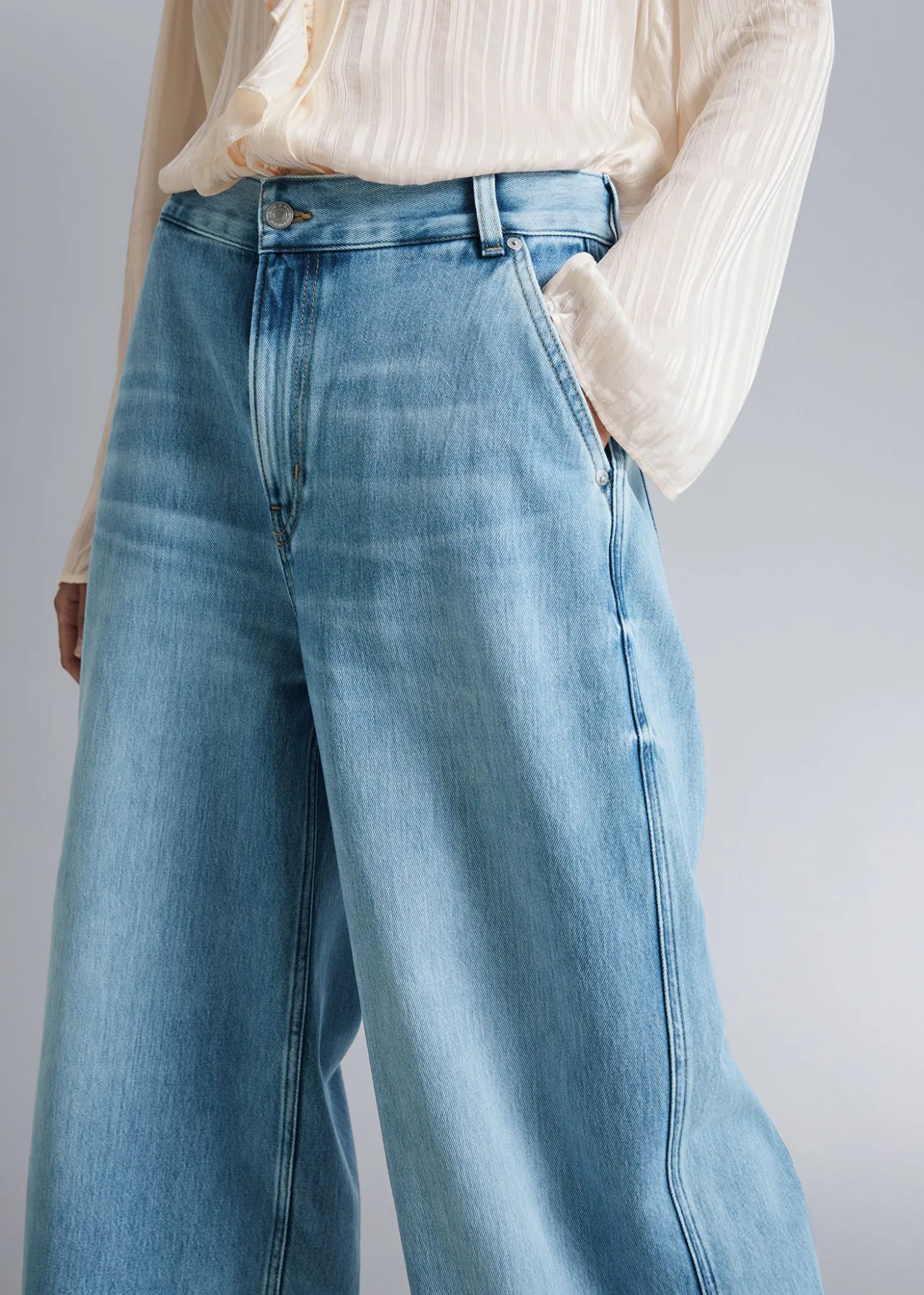 Brede Jeans Med Lav Midje