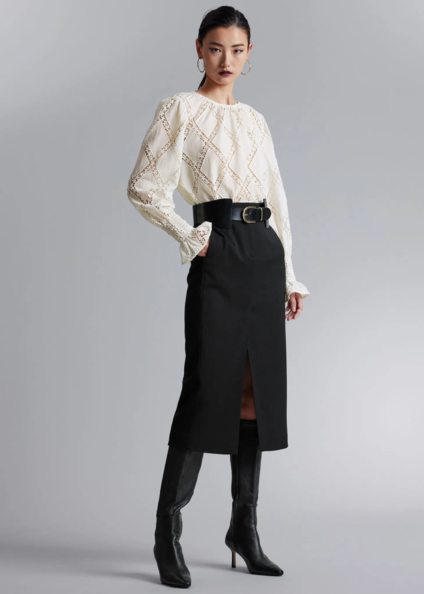 Brodert Bluse Med Frillmansjett