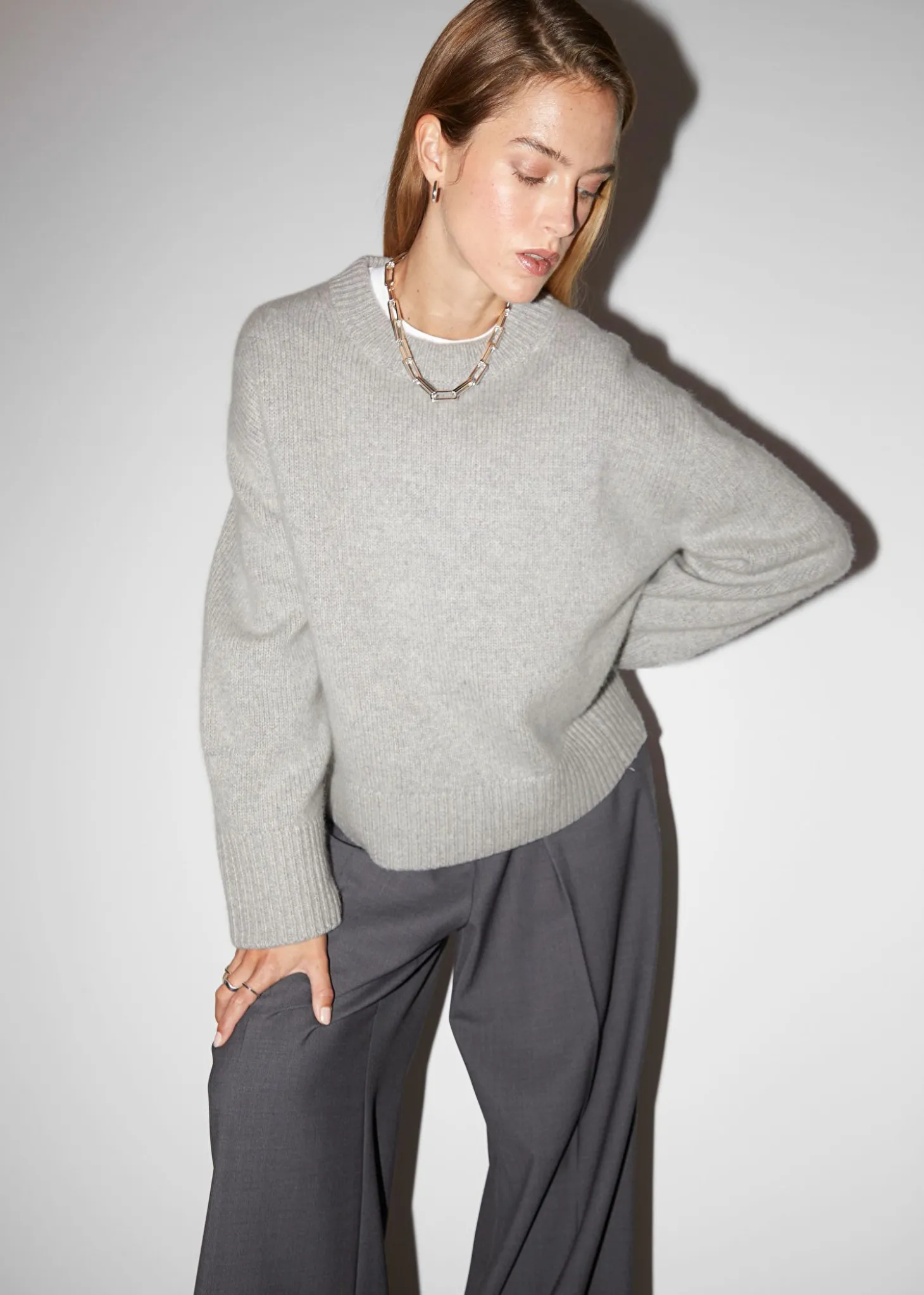 Cashmere-Blanding Strikket Genser