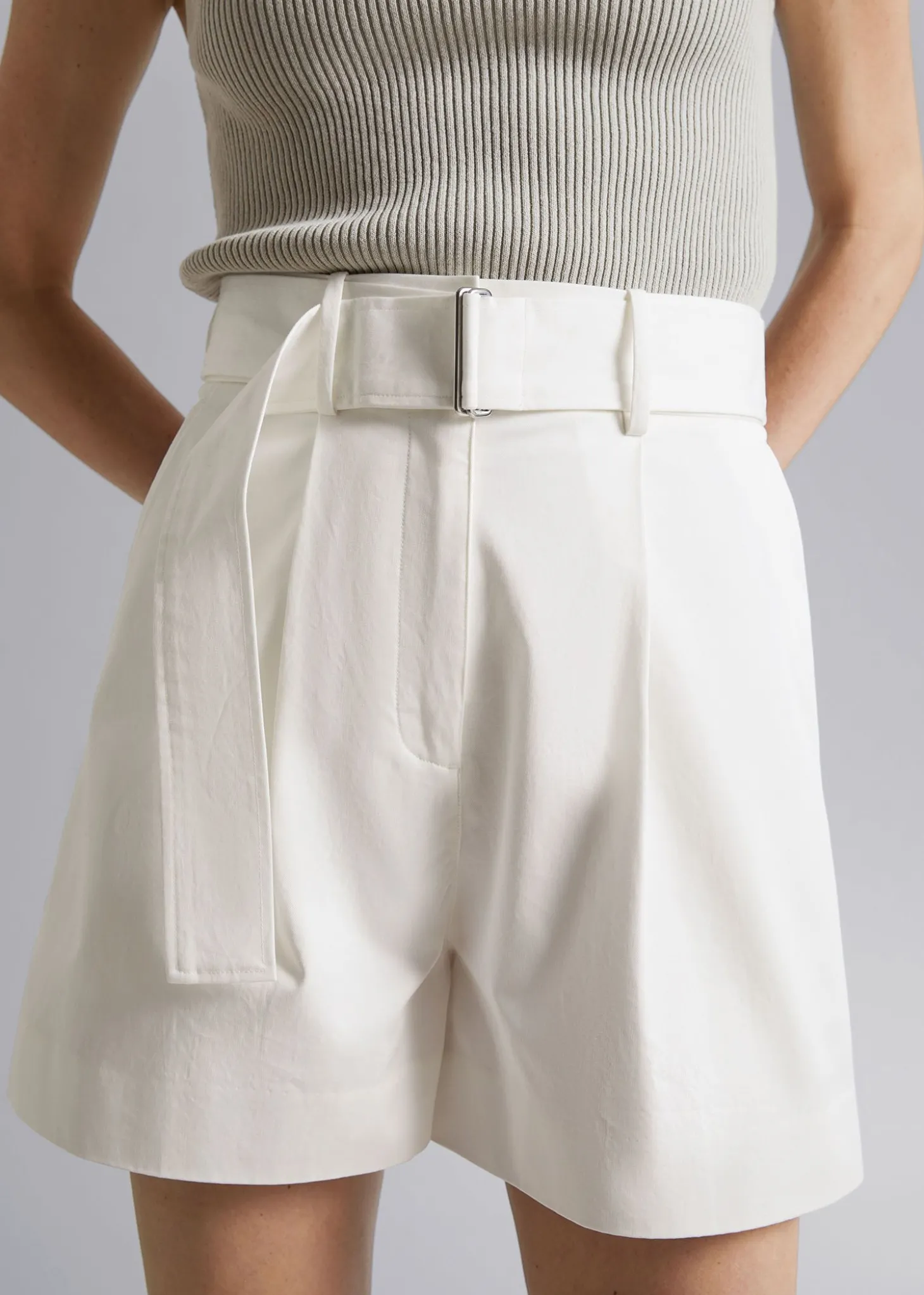 Chino-Shorts Med Belte I Bomull