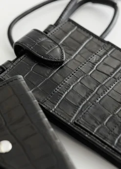 Croc-Lommebok Med Preget Skinnhals
