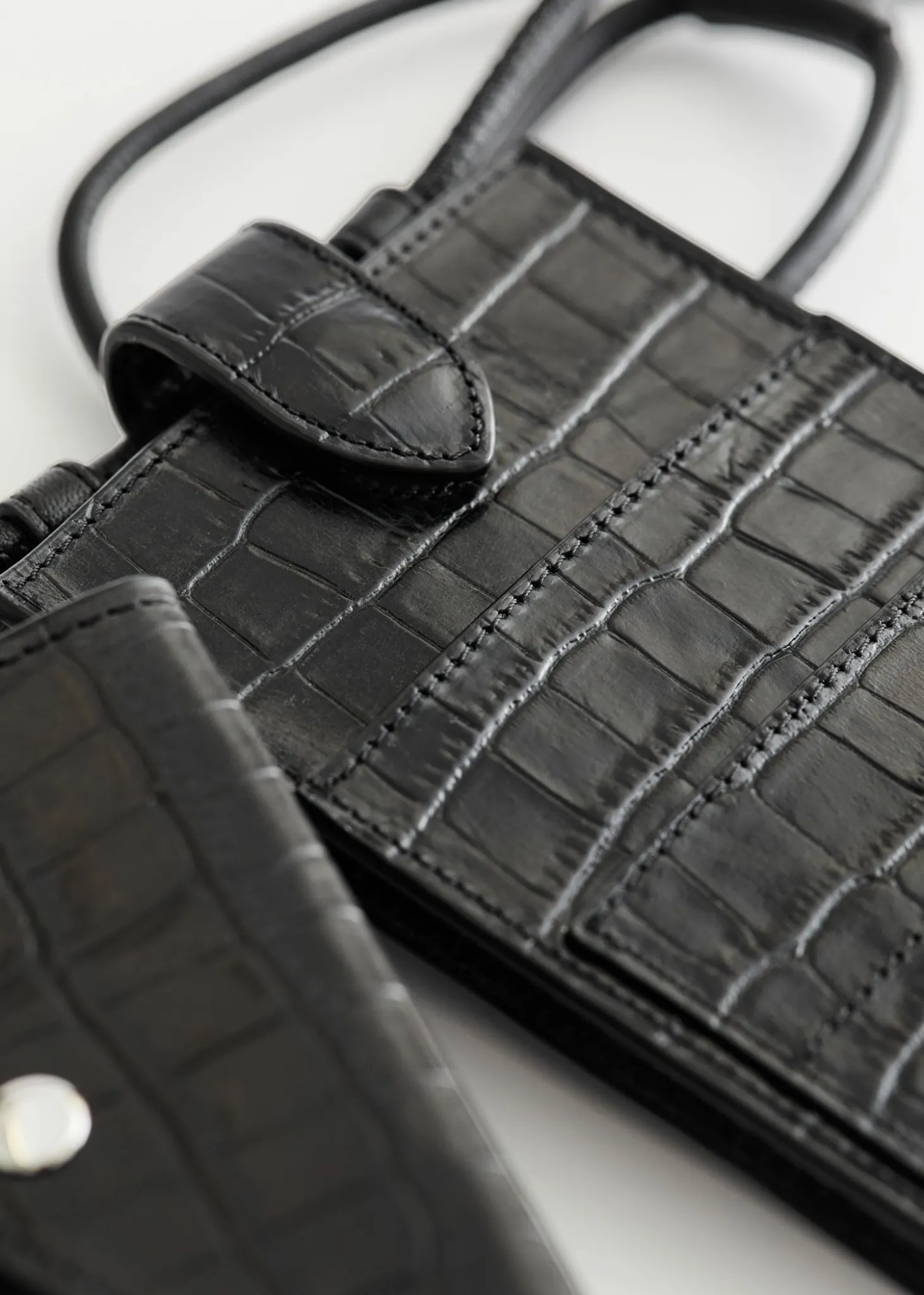 Croc-Lommebok Med Preget Skinnhals