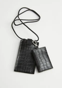 Croc-Lommebok Med Preget Skinnhals