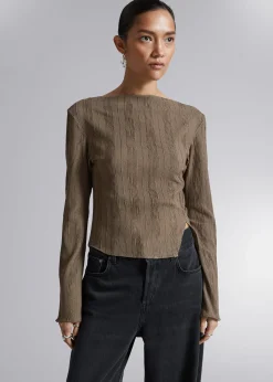 Cropped Asymmetrisk Frilled Topp
