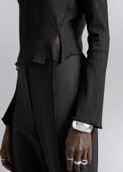 Cropped Asymmetrisk Frilled Topp