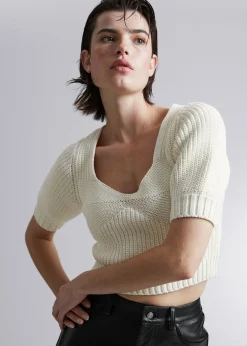 Cropped Sweetheart Bustier Strikketopp