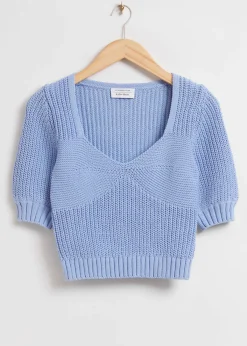 Cropped Sweetheart Bustier Strikketopp
