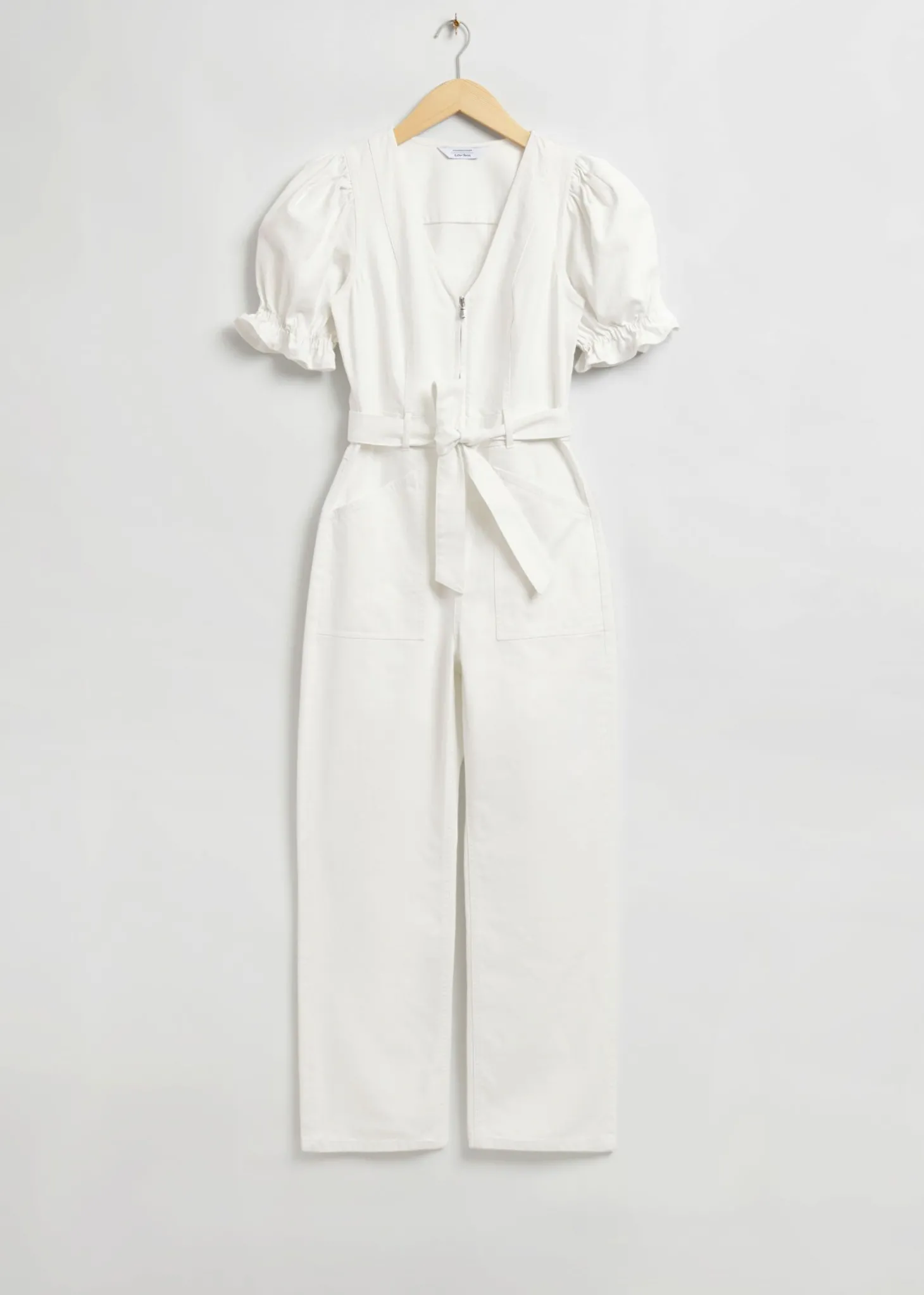 Feminin Puffermer V-Hals Jumpsuit