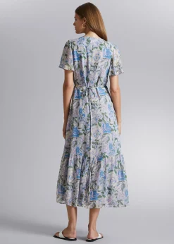 Flutter Sleeve Wrap Midi-Kjole