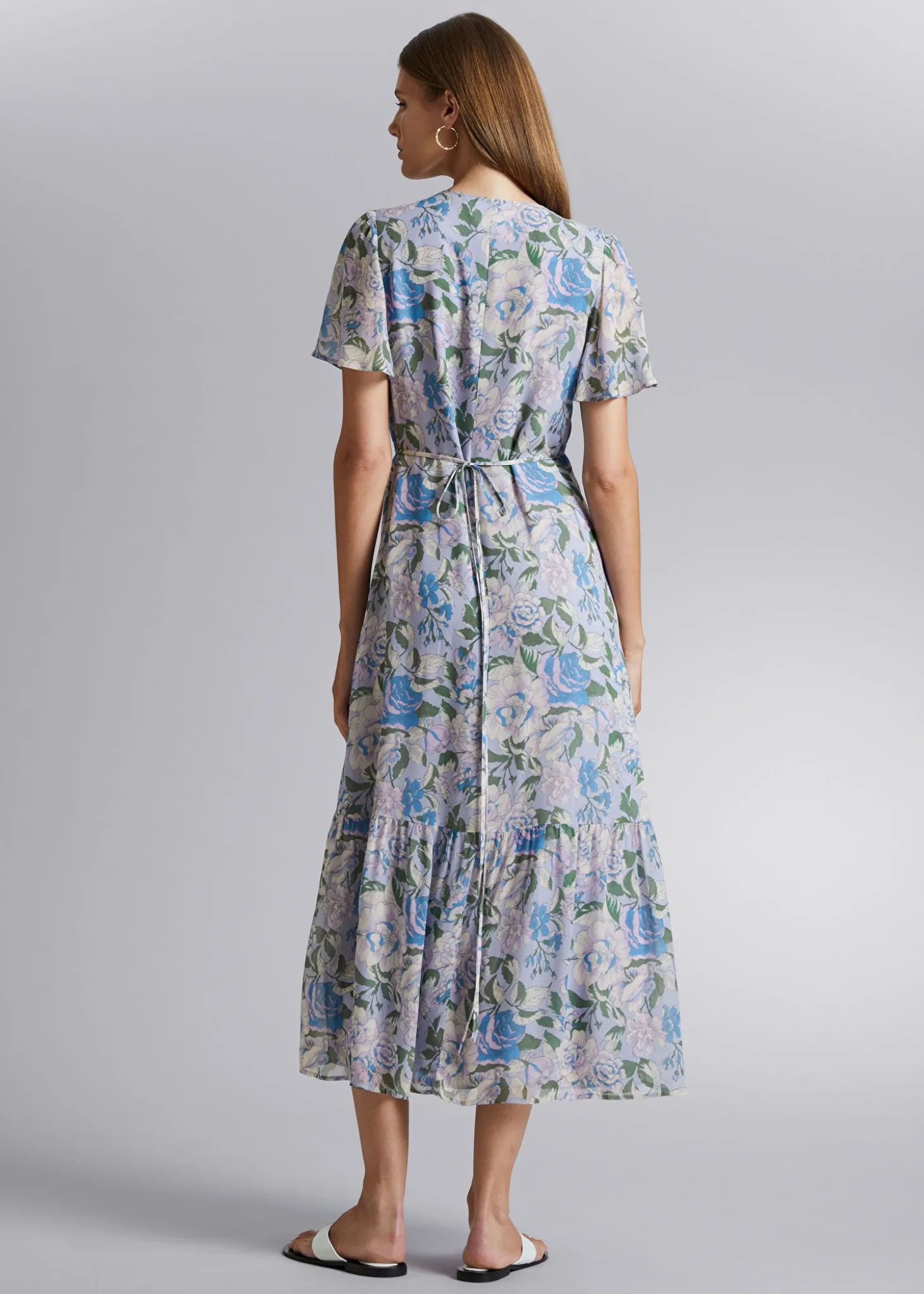 Flutter Sleeve Wrap Midi-Kjole