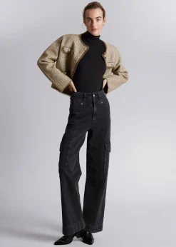 Frill-Cuff Mock-Neck Topp