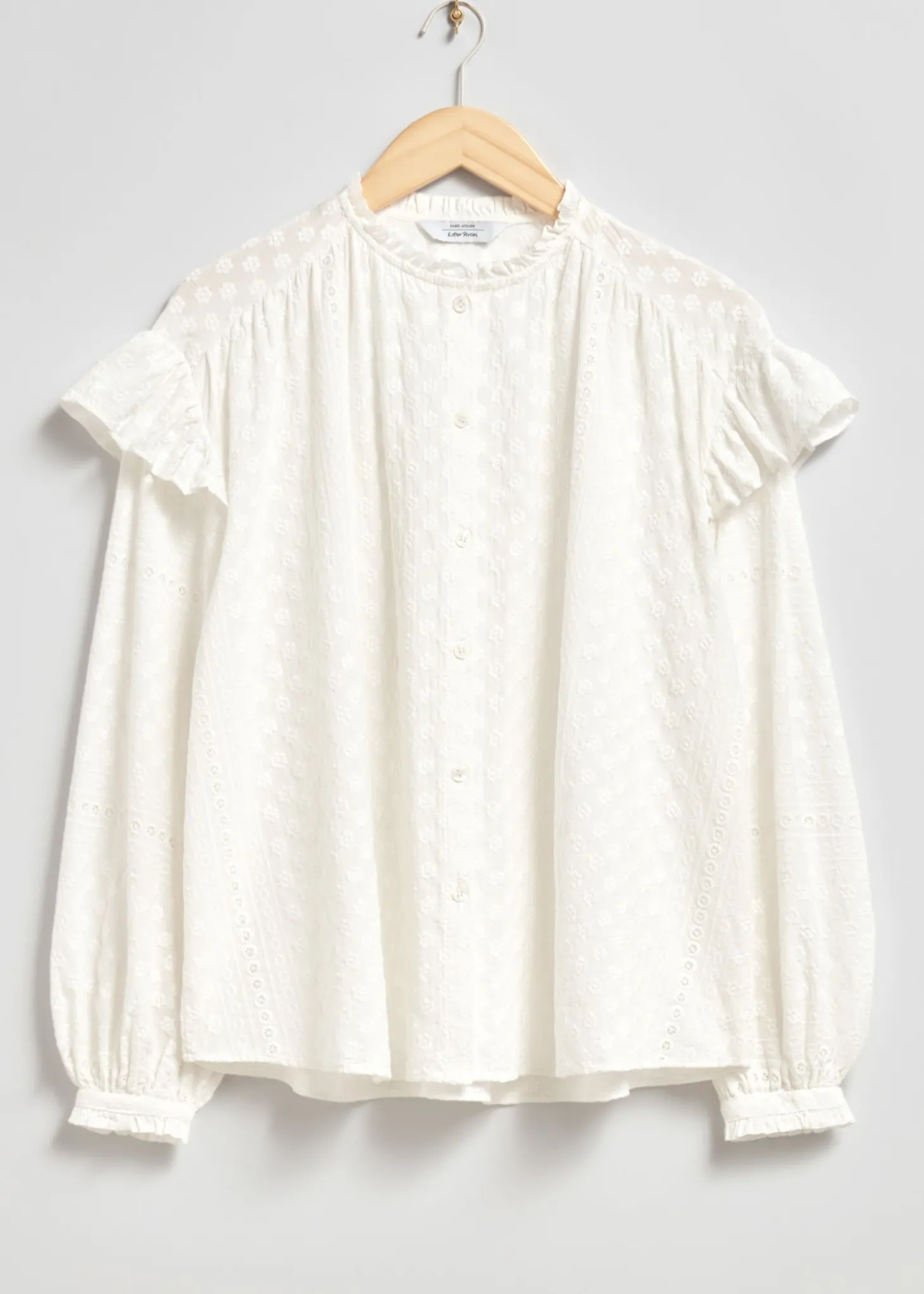 Frilled Floral Brodery Bluse