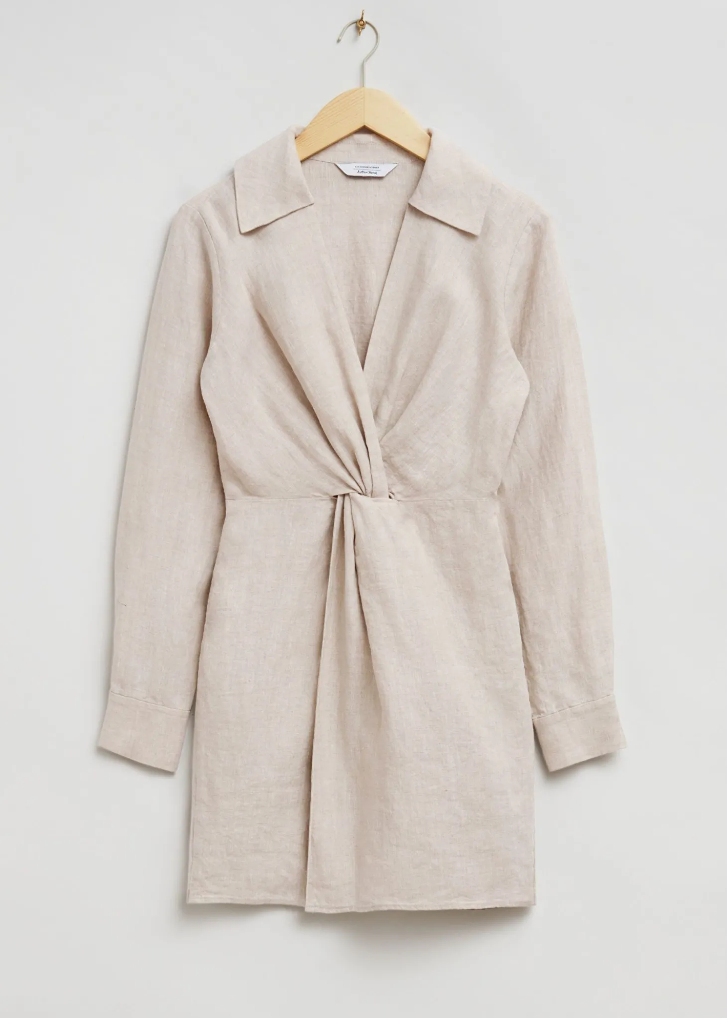 Front Knot Linen Shirt Dress