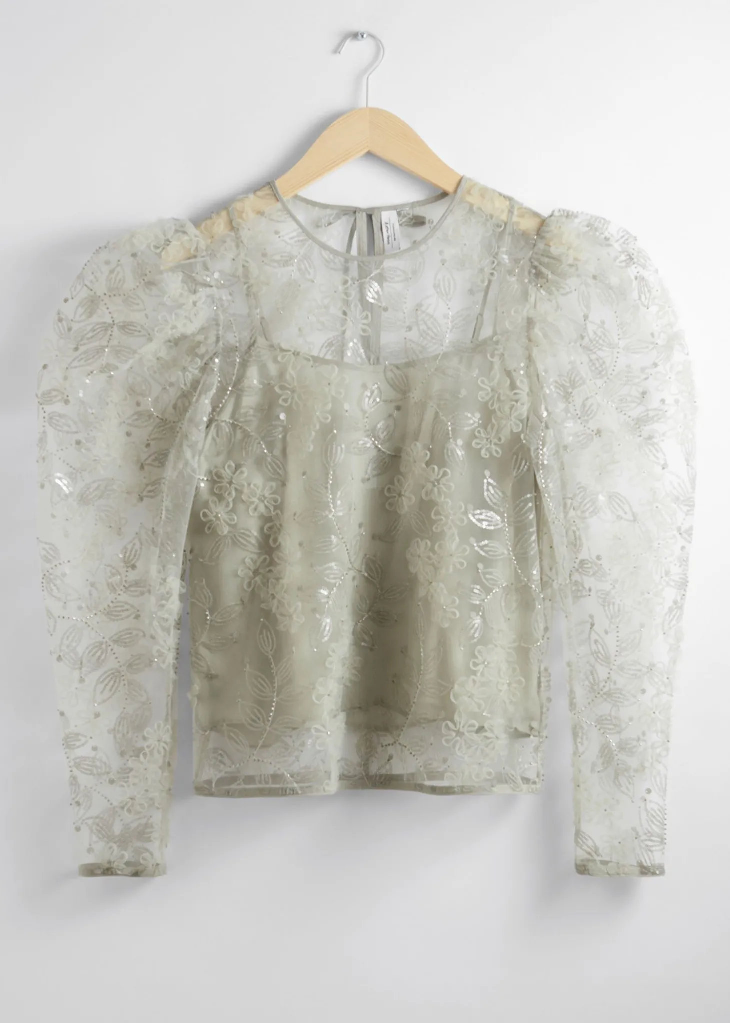 Gjennomsiktig Brodert Organzabluse