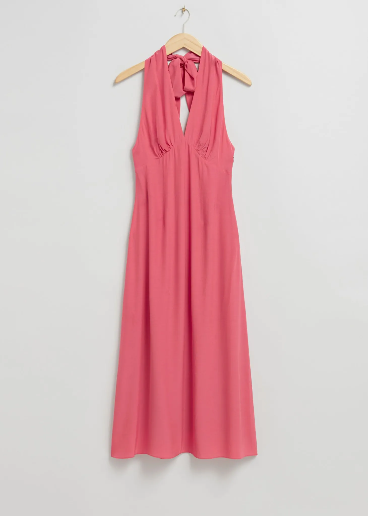 Halterneck Sloyfe Detalj Blusset Kjole