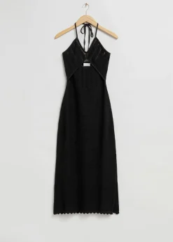 Heklet Halterneck Midi-Kjole