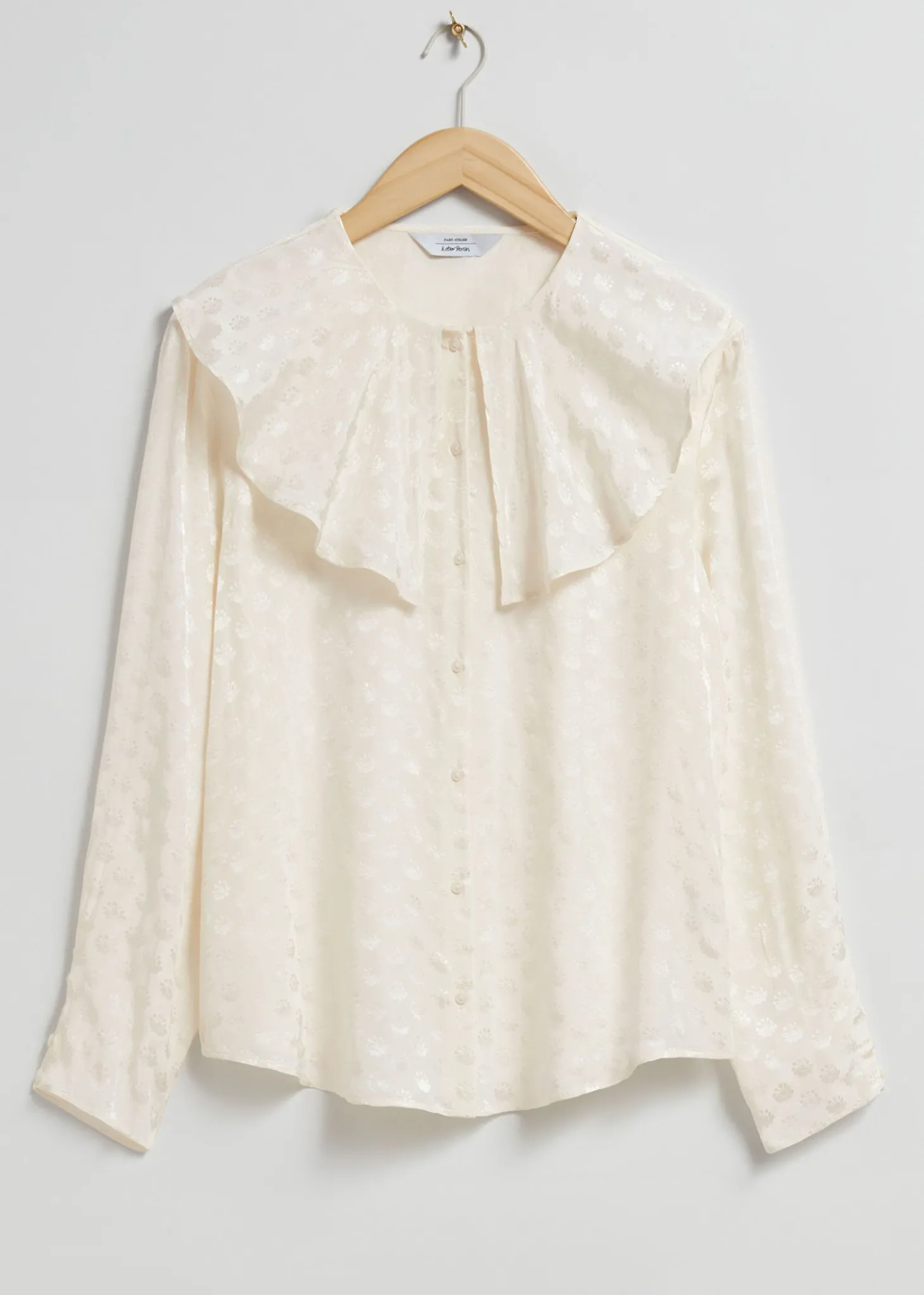 Jacquard-Frilled Bluse