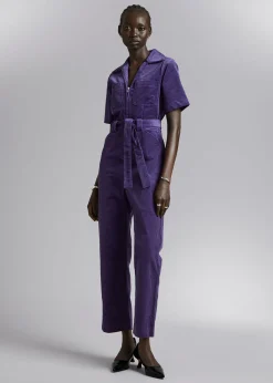 Jumpsuit Med Belte I Kordfloyel