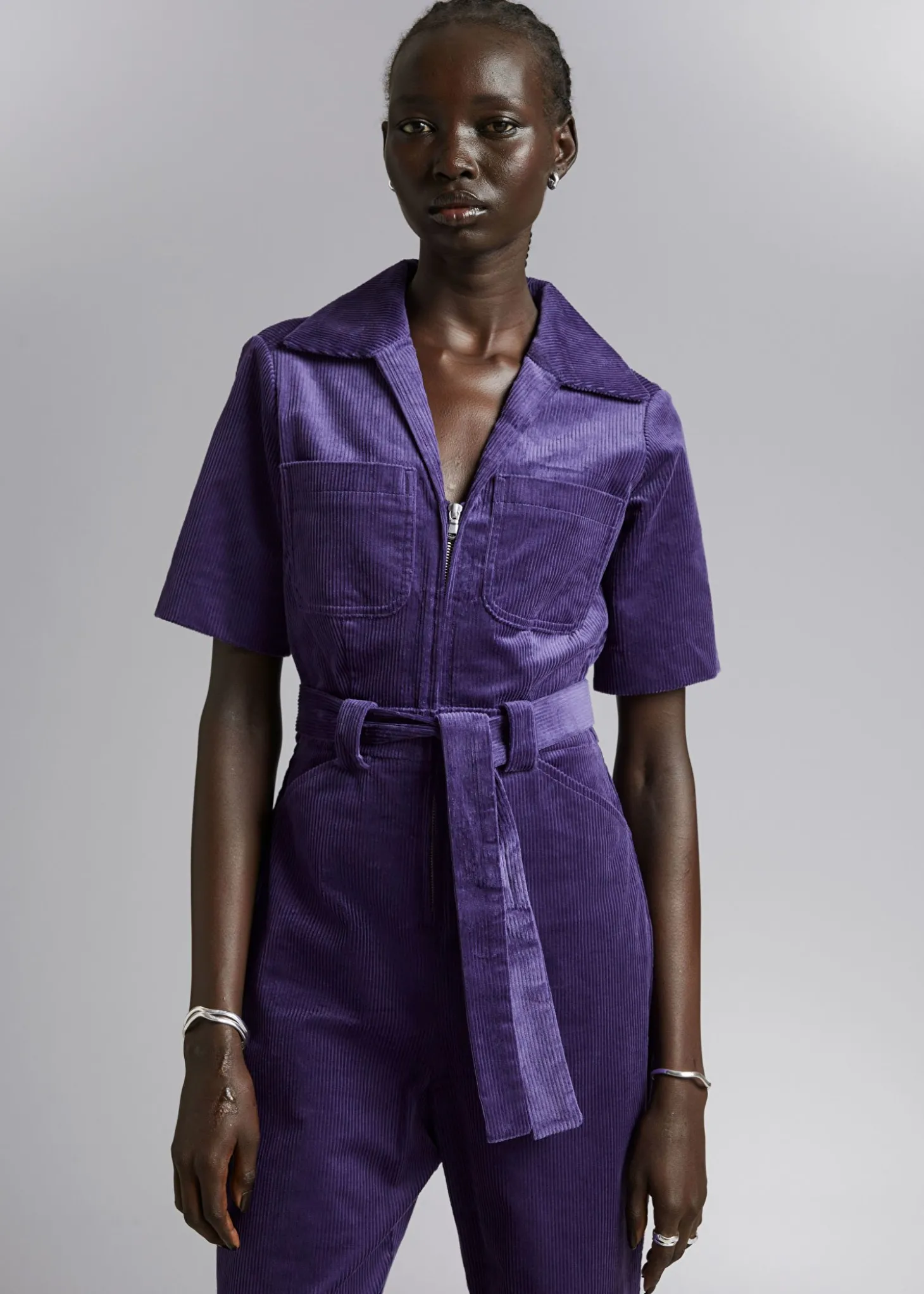 Jumpsuit Med Belte I Kordfloyel
