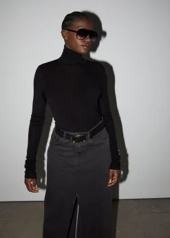 Langermet Topp Med Turtleneck I Ull