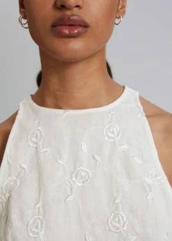 Lin Rund Hals Cropped Topp