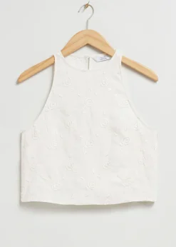 Lin Rund Hals Cropped Topp