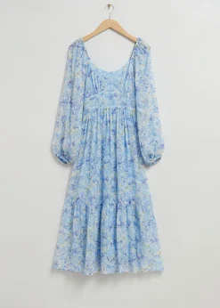 Midi-Kjole I Chiffon Med Rund Hals