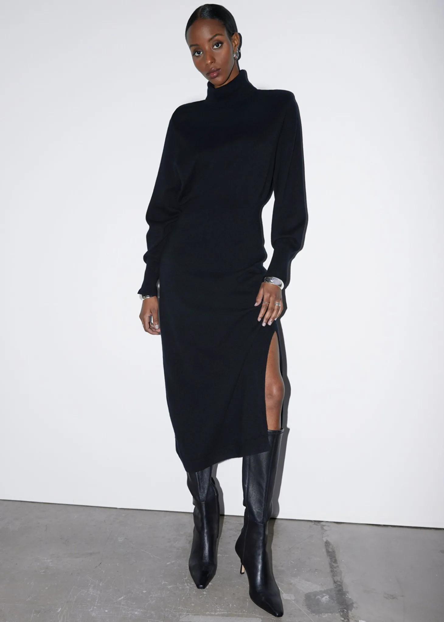 Midi-Kjole Med Turtleneck