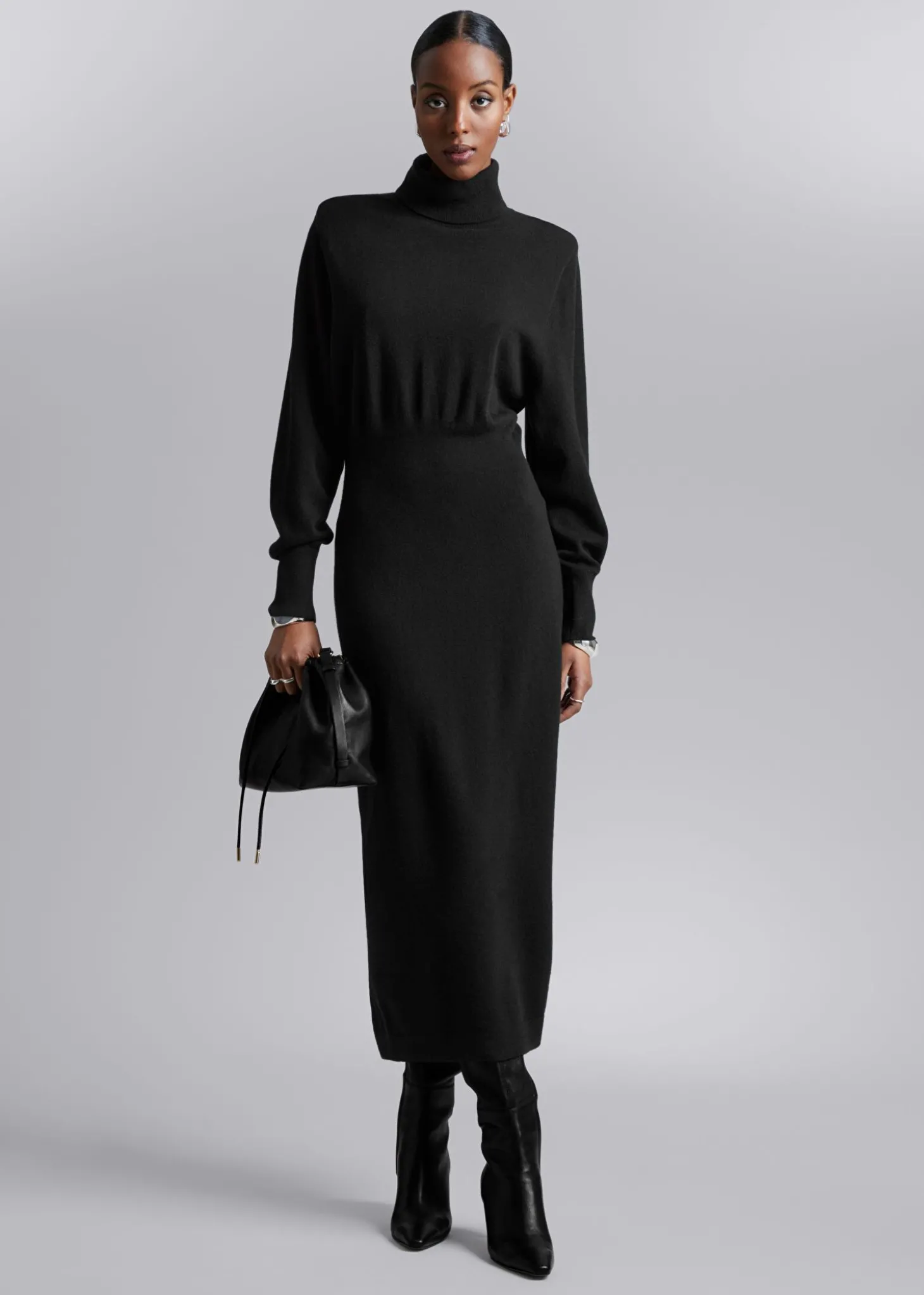 Midi-Kjole Med Turtleneck