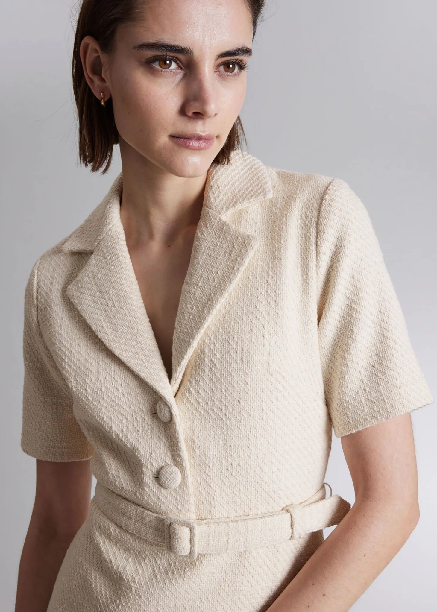 Minikjole Med Belte I Tweed