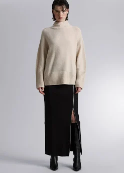 Mock-Neck Strikket Genser