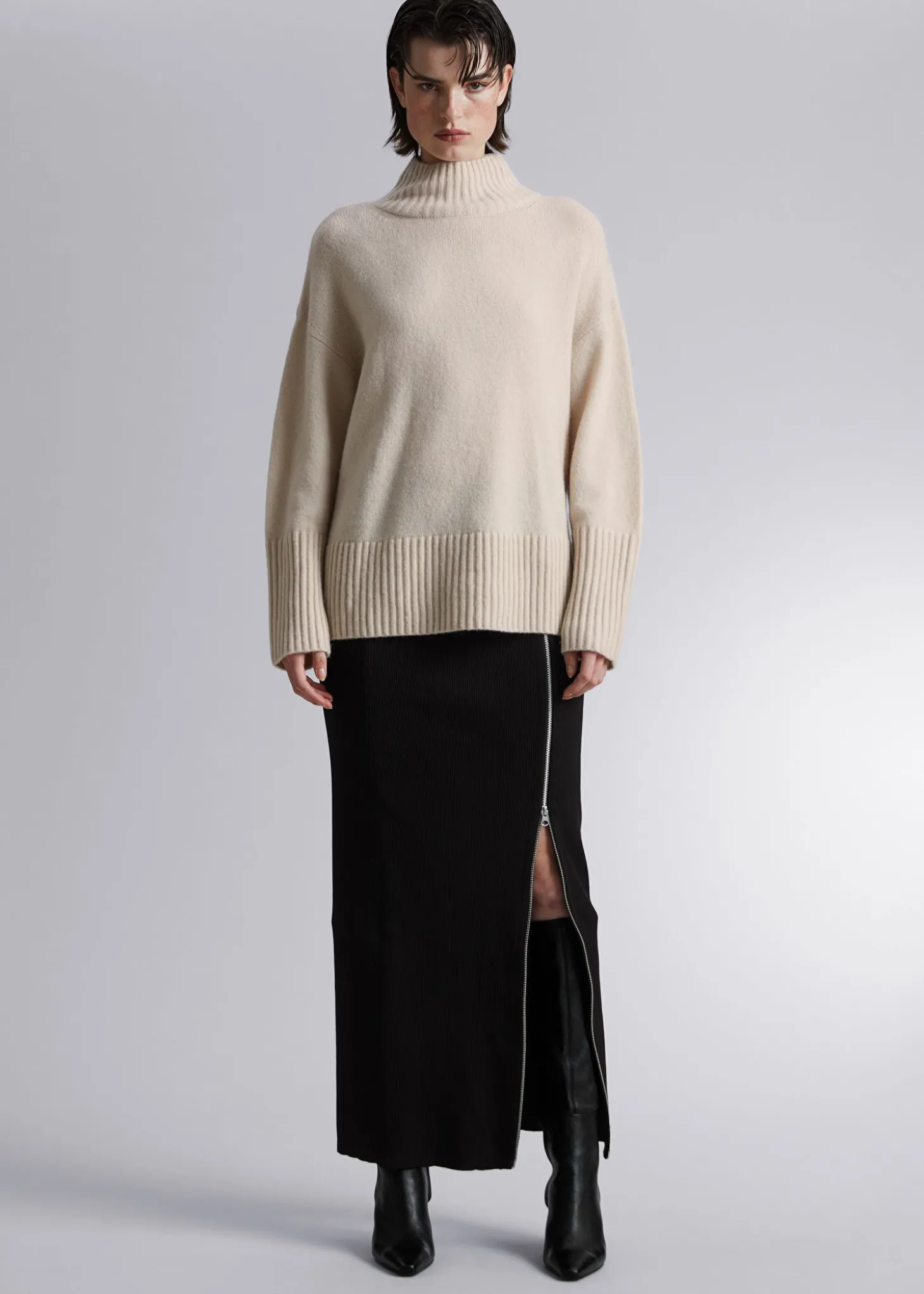Mock-Neck Strikket Genser