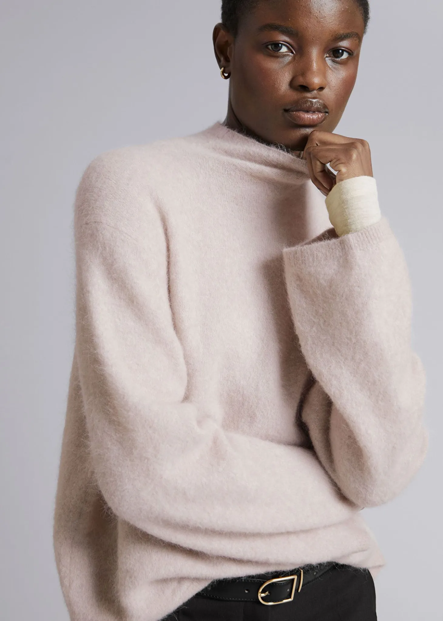 Mock-Neck Strikket Genser