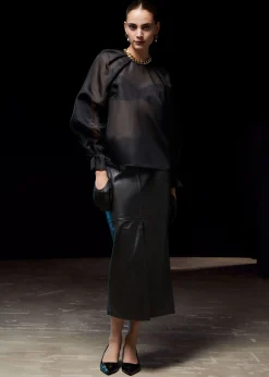Organza Bluse I Gjennomsiktig Silke