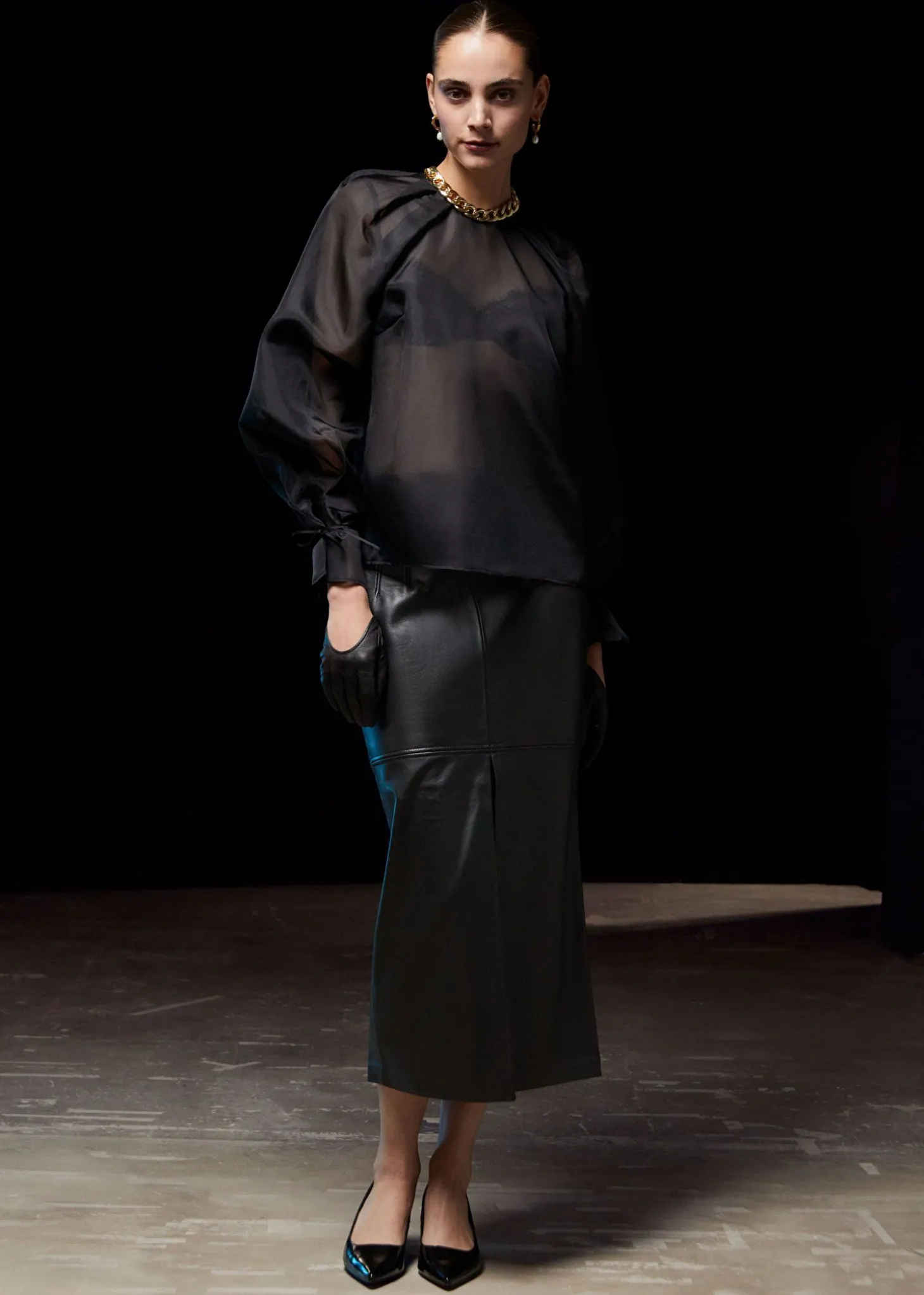 Organza Bluse I Gjennomsiktig Silke