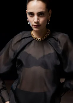 Organza Bluse I Gjennomsiktig Silke