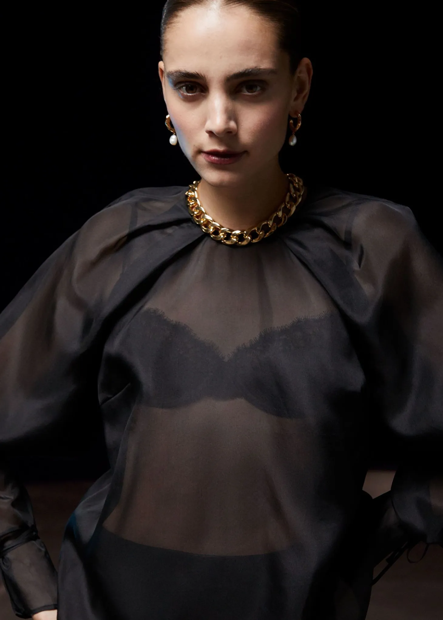 Organza Bluse I Gjennomsiktig Silke