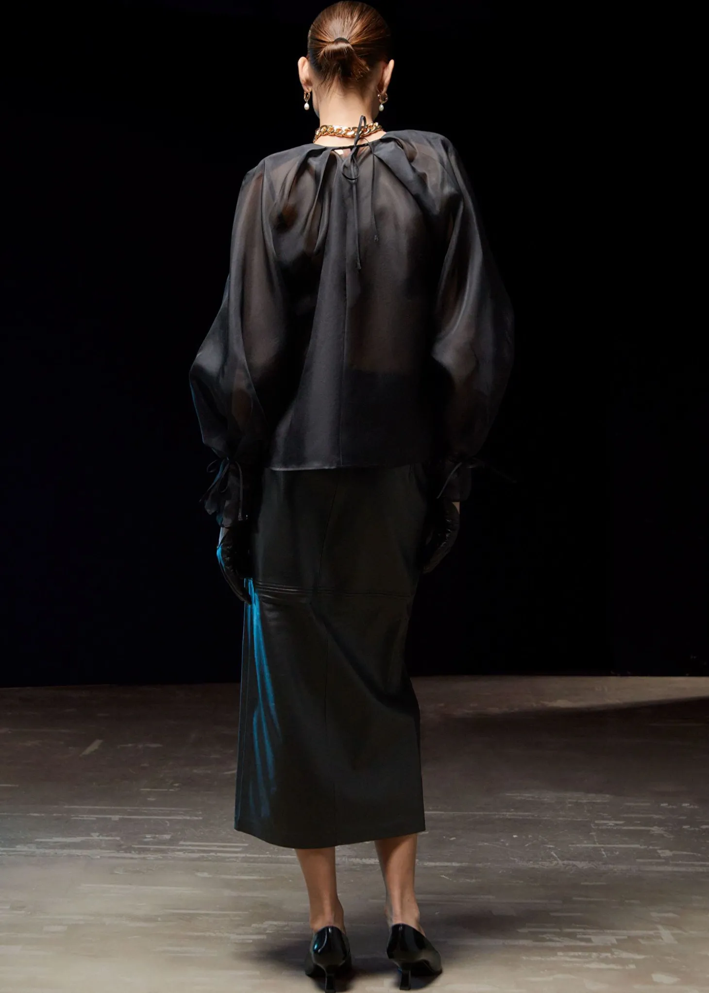 Organza Bluse I Gjennomsiktig Silke
