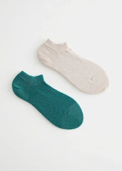 2-Pack Glitter Ankelsokker