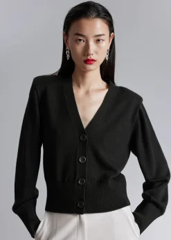 Polstret Skulder Merino Cardigan