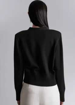Polstret Skulder Merino Cardigan