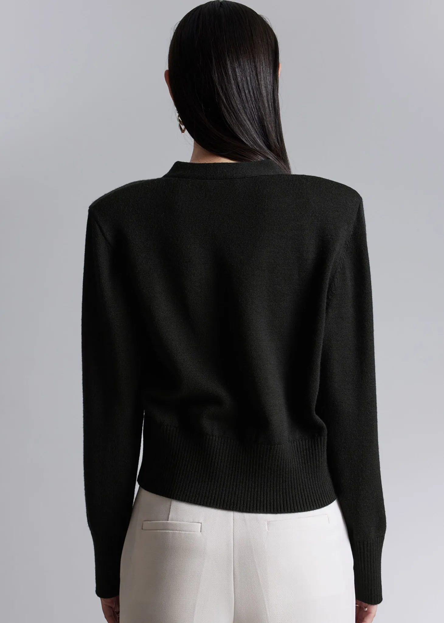 Polstret Skulder Merino Cardigan