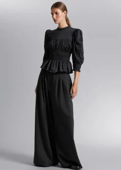 Puff Sleeve Peplum Bluse