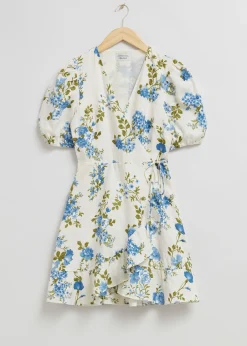 Puff Sleeve Wrap Mini Dress