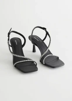 Rhinestone-Sandaler Med Reimhael