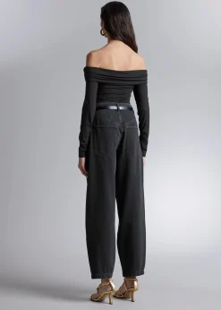 Ruched Off-Soulder Topp