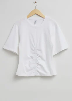 Ruched T-Skjørte Med Rund Hals